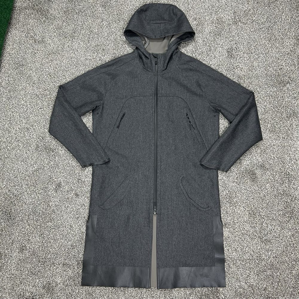DYNE Portland‎ Rain Kaku Trench Coat hooded Jacket Grey Unisex Medium Sample